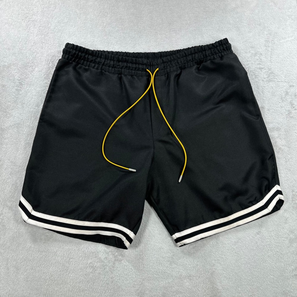 MNML Basketball Shorts Mens Large Black Striped Trim Relaxed Fit Streetwear